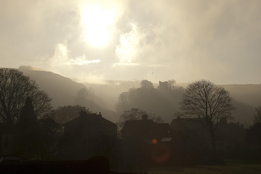 Houses Afore Misty Landscape with English Castle #2 Photograph by Silentfoto