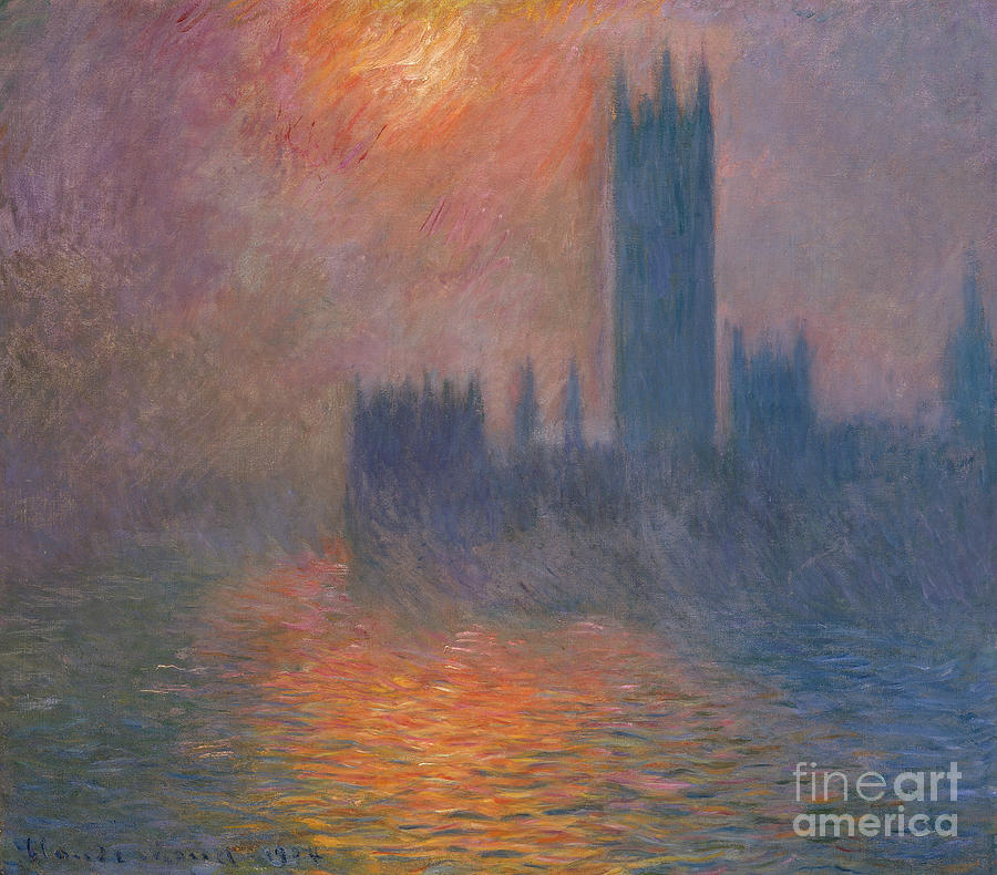 Houses of Parliament, sunset, 1904 Painting by Claude Monet