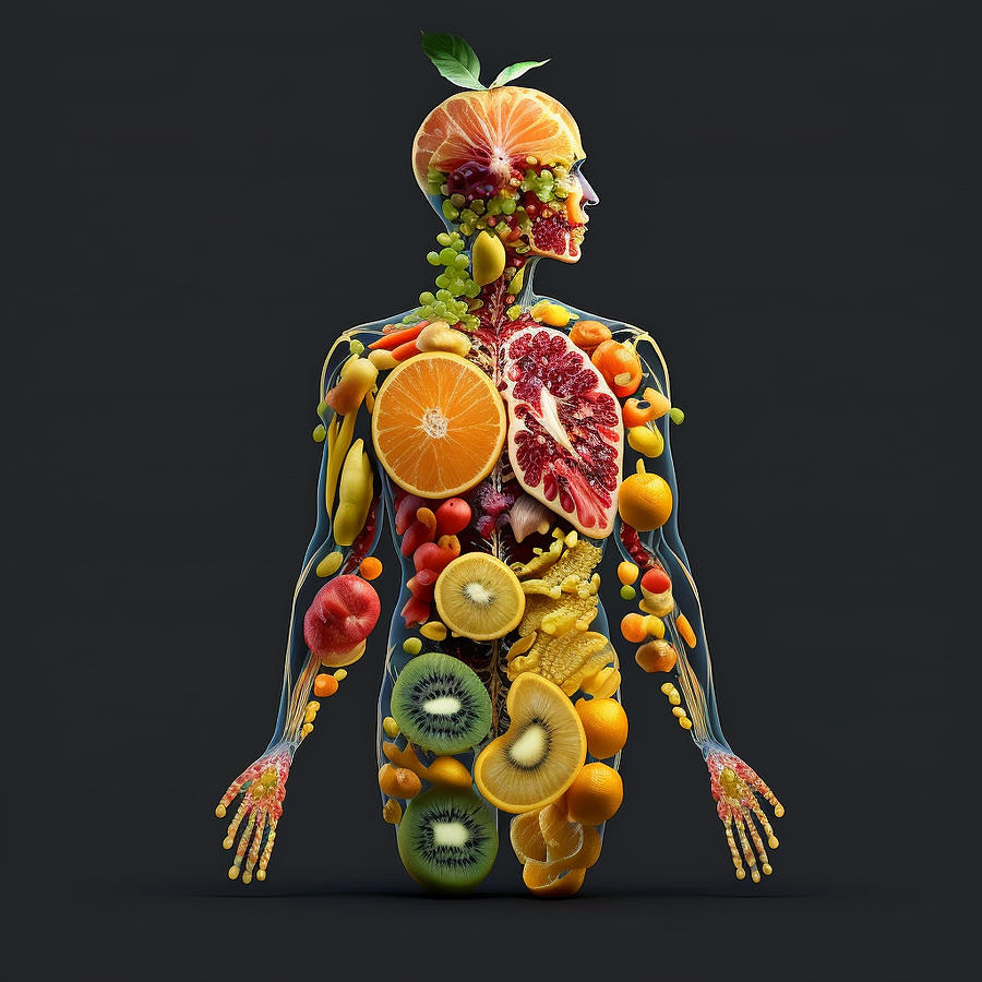 Fantasy Digital Art - human  body  made  of  fruits by Asar Studios #2 by Celestial Images