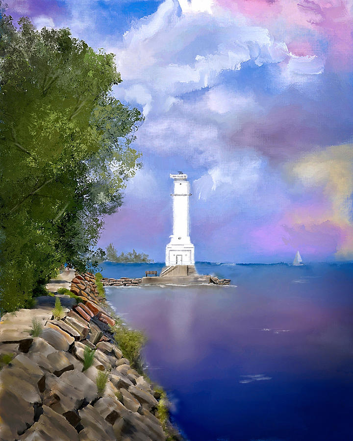 Huron Lighthouse #2 Digital Art by Mary Timman