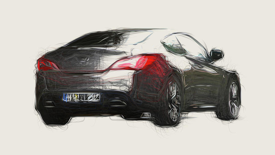 Hyundai Genesis Coupe Car Drawing #2 Digital Art by CarsToon Concept