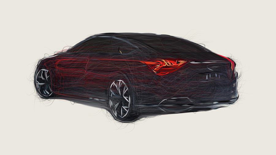 Hyundai HCD 14 Genesis Concept Car Drawing #2 Digital Art by CarsToon Concept