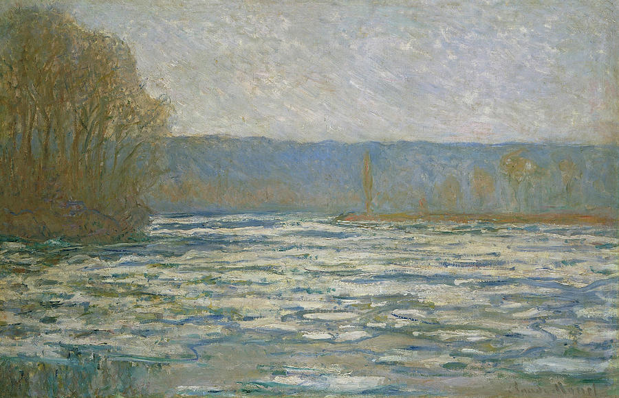 Claude Monet Painting - Ice Breaking Up on the Seine near Bennecourt #2 by Claude Monet