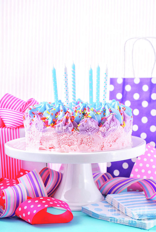 Cake Photograph - Ice Cream Birthday Cake #2 by Milleflore Images