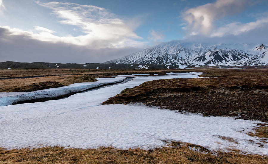 Icelandic landscape with mountains and meadow land covered in snow. Iceland #2 Photograph by Michalakis Ppalis