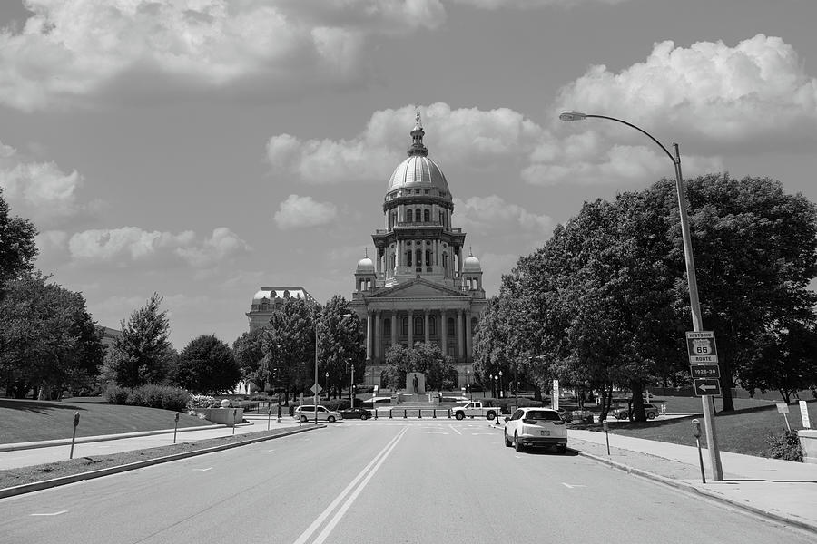 Illinois state capitol in Springfield, Illinois in black and white #2 Photograph by Eldon McGraw