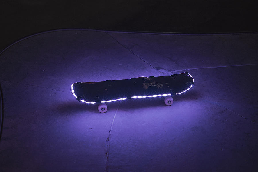 Illuminated Skateboard in #2 Photograph by Jon Paciaroni