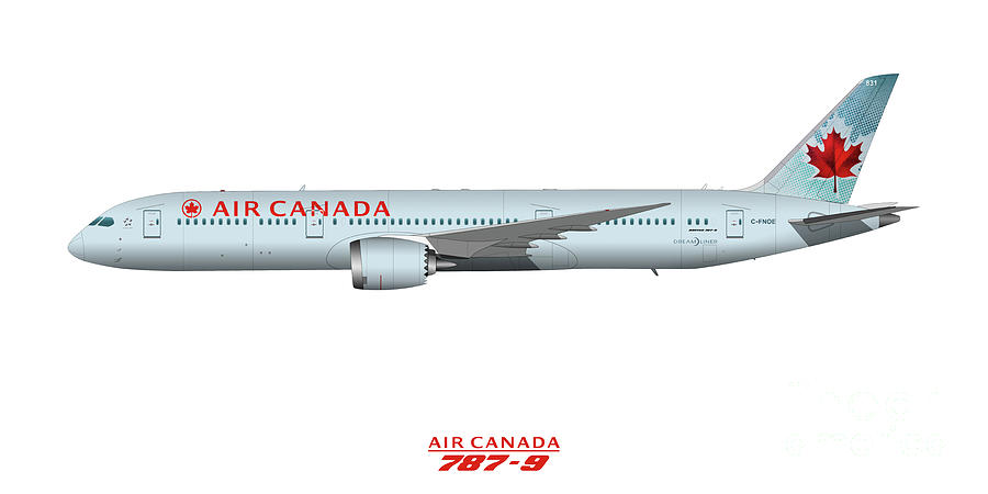 Jet Digital Art - Illustration of Air Canada 787 - White Version #3 by Steve H Clark Photography