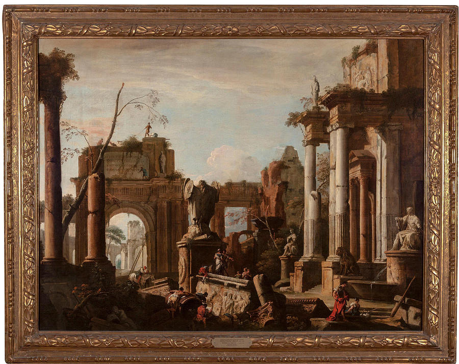 Imaginary Scene with Ruins and Figures #2 Painting by Sebastiano Ricci ...