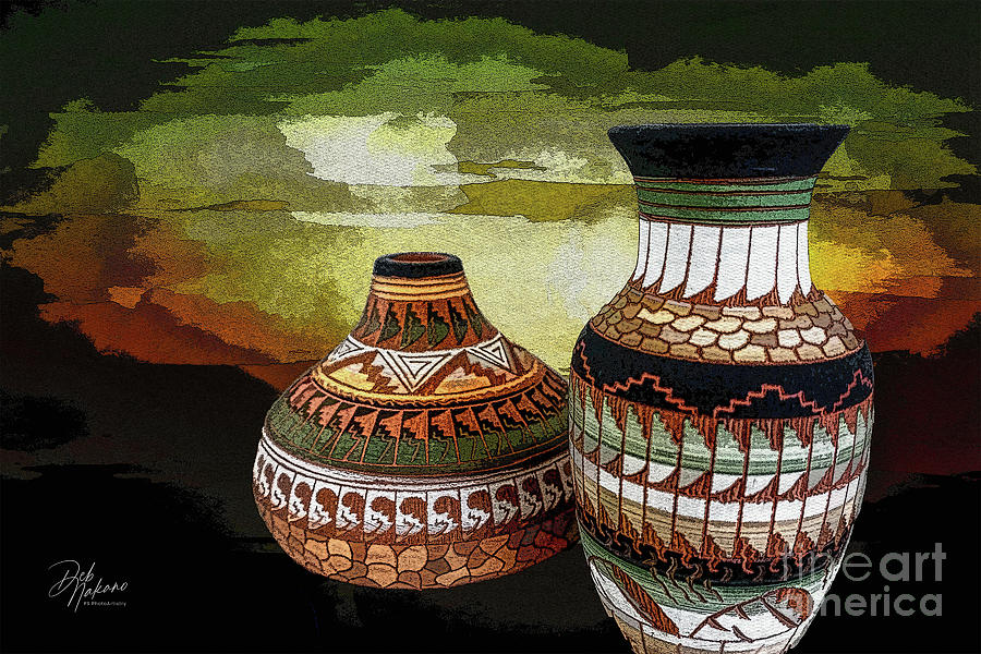 2 Indian Vases Digital Art by Deb Nakano