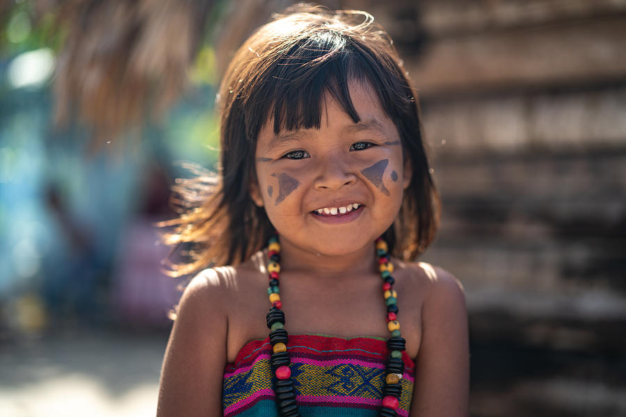 Indigenous Brazilian Child, Portrait from Tupi Guarani Ethnicity #2 Photograph by FG Trade