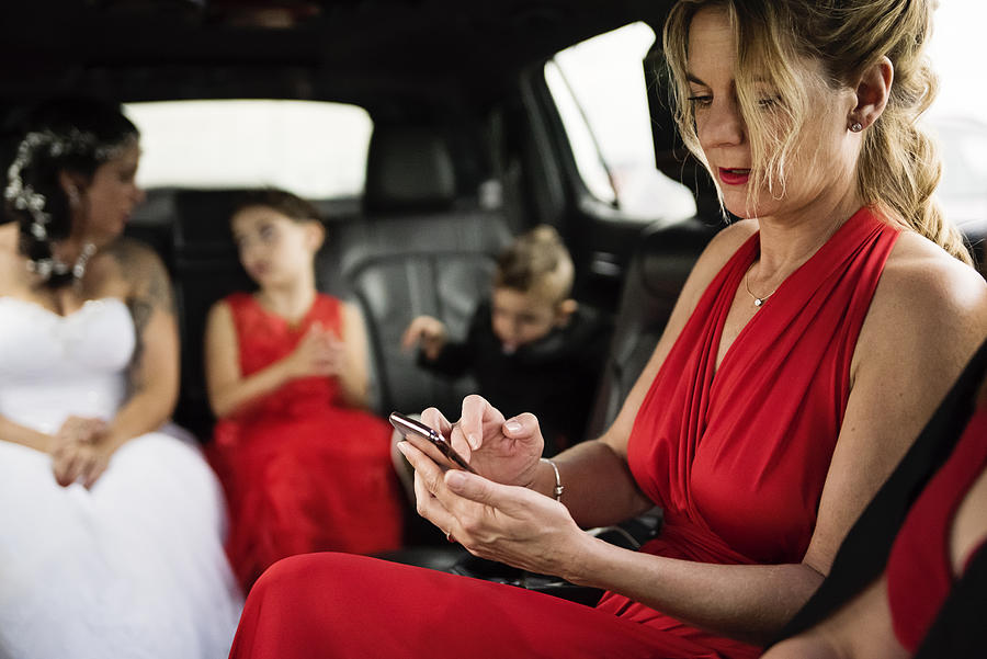 Inside limousine on the way for millennial wedding. #2 Photograph by Martinedoucet