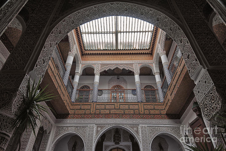 Interior Of A Small Family Owned Hotel In The Medina Of Fez. Photograph 