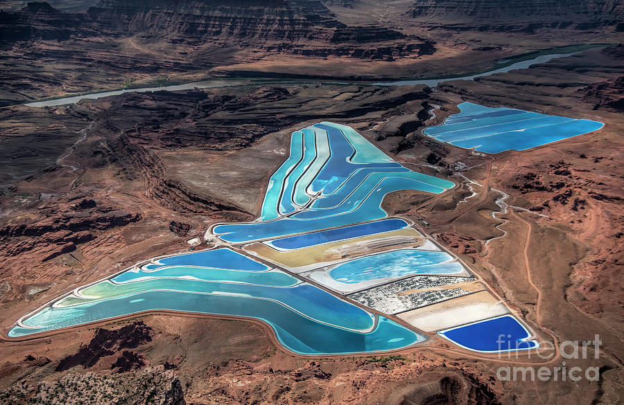 Intrepid Potash Evaporation Ponds Aerial View in Moab Utah #2 Photograph by David Oppenheimer