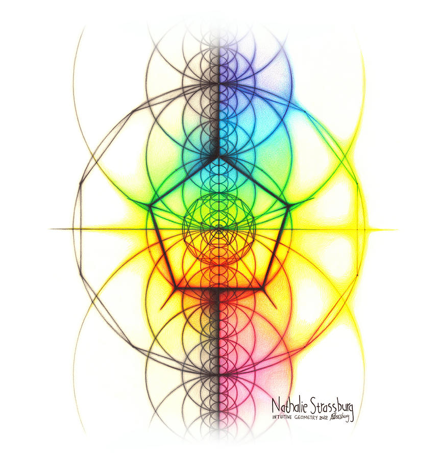 Intuitive Geometry Spectrum Pentagon Mountain Theme #2 Drawing by Nathalie Strassburg