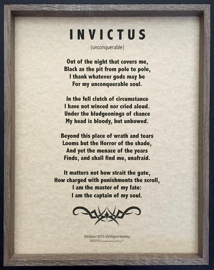 INVICTUS Motivational Poem written in 1875 Painting by Desiderata ...