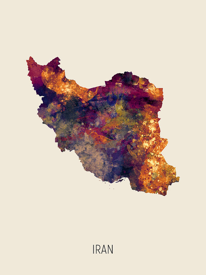 Iran Watercolor Map #2 Digital Art by Michael Tompsett