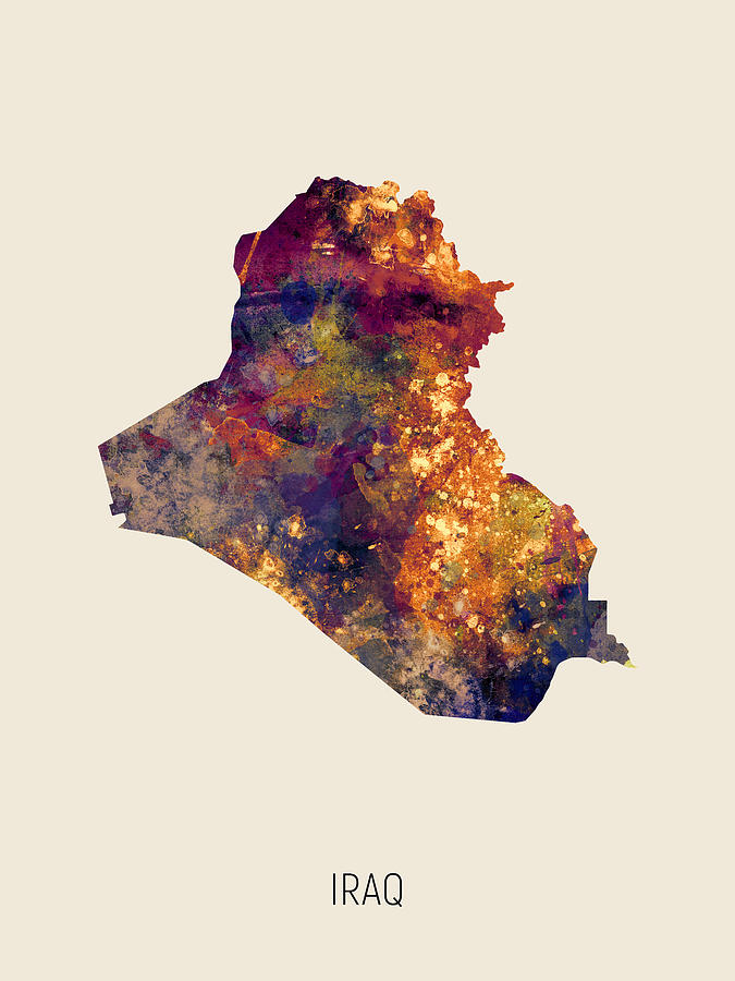 Country Map Digital Art - Iraq Watercolor Map #2 by Michael Tompsett