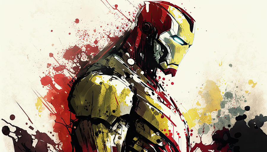 Iron Man Armour Concept Art Watercolour Painting Style Image Photograph 