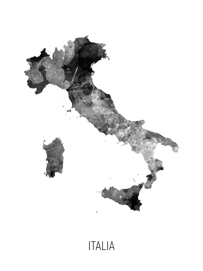 Country Map Digital Art - Italia Watercolor Map #2 by Michael Tompsett