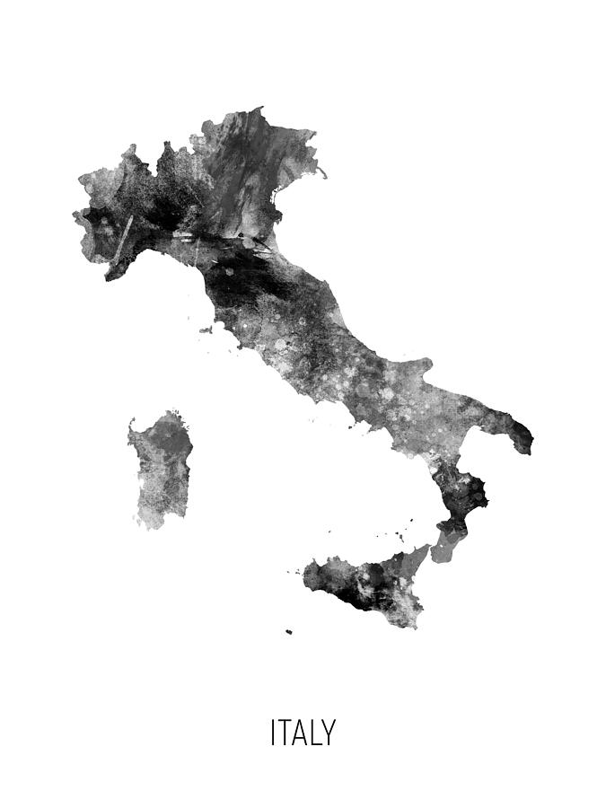 Italy Watercolor Map #2 Digital Art by Michael Tompsett