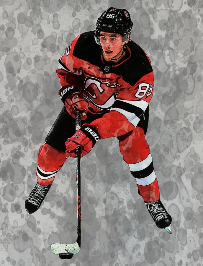 Jack Hughes New Jersey Devils #2 Digital Art by Bob Smerecki