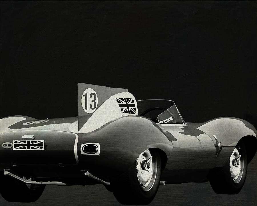 Jaguar Type D 1956 B W #2 Painting by Jan Keteleer