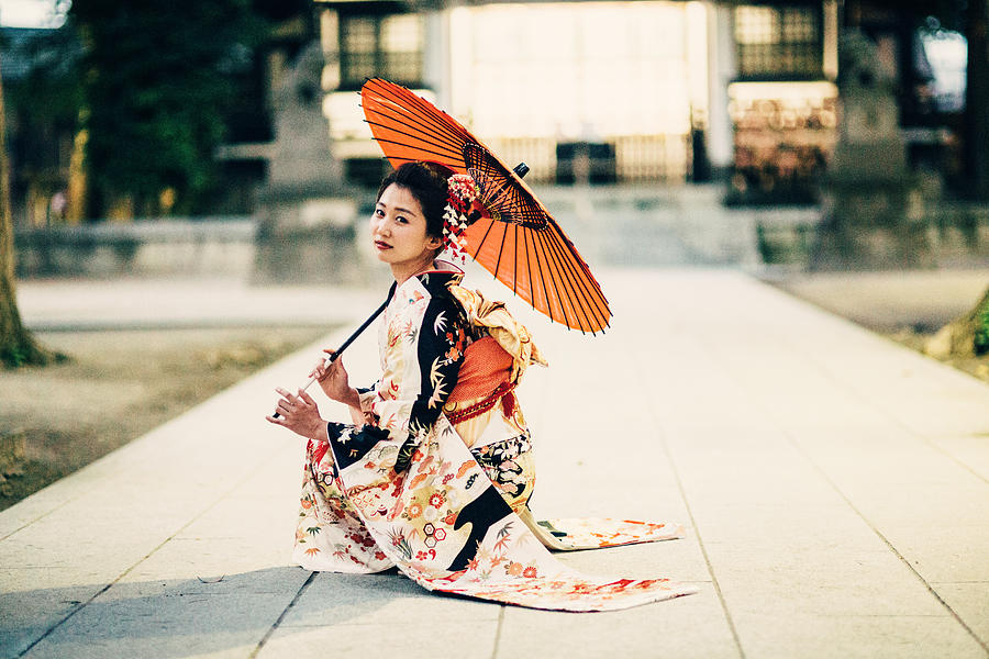 Japanese woman with oil paper umbrella #2 Photograph by Filadendron