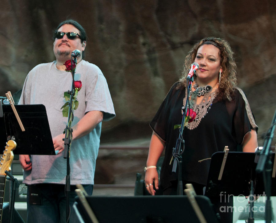Jeff Pehrson and Sunshine Becker with Furthur at Red Rocks Amphi #2 Photograph by David Oppenheimer