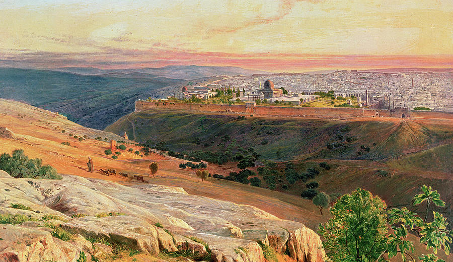 Jerusalem Painting - Jerusalem from the Mount of Olives #2 by Edward Lear