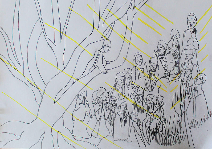 Jesus meets Zacchaeus #2 Drawing by Gloria Ssali