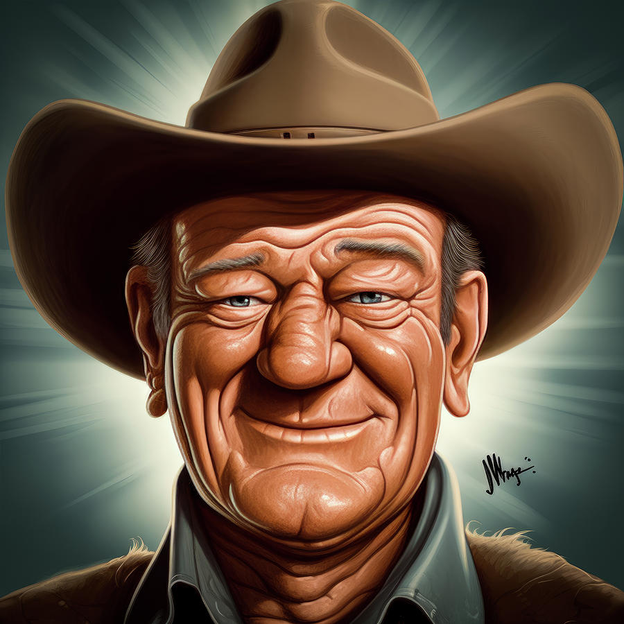 John Wayne caricature Digital Art by Fine Art Attic - Fine Art America