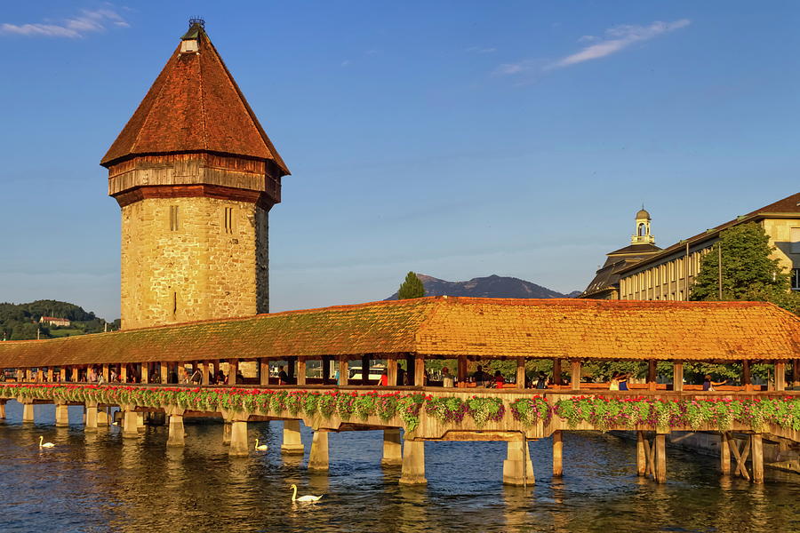 Kapellbrucke Chapel covered Bridge and Water Tower in Luzern, Sw #2 Photograph by Elenarts - Elena Duvernay photo
