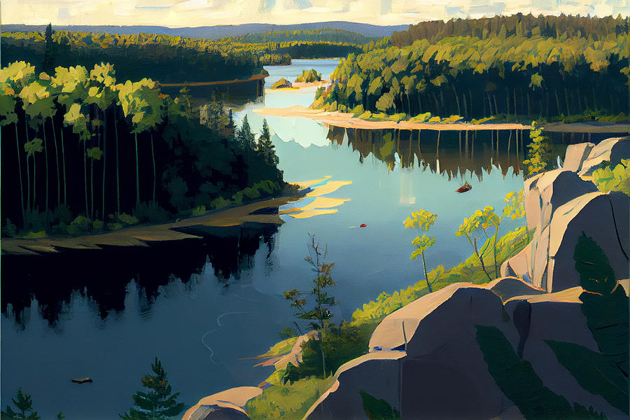 KENOGAMI  RIVER  ONTARIO  CANADA  in  a  Jack  Kirby  s  by Asar Studios #2 Digital Art by Celestial Images