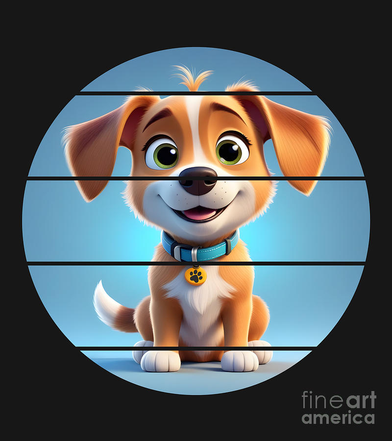 Dog Digital Art - Kid-Friendly Animal, Cartoon Characters Animals For Kids, Cartoon Animals, Baby Dog #2 by Mounir Khalfouf