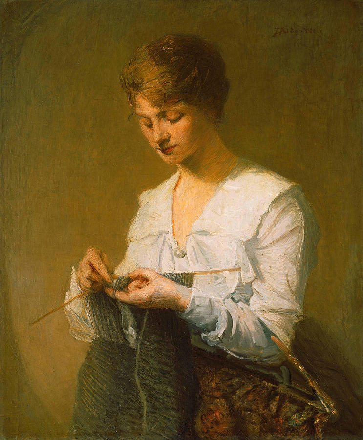 Knitting for Soldiers #4 Painting by Julian Alden Weir