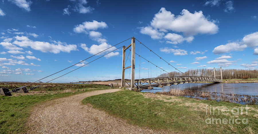 Kong Hans Suspension  Bridge In Skjern Meadows Ringkoebing, Denm Photograph
