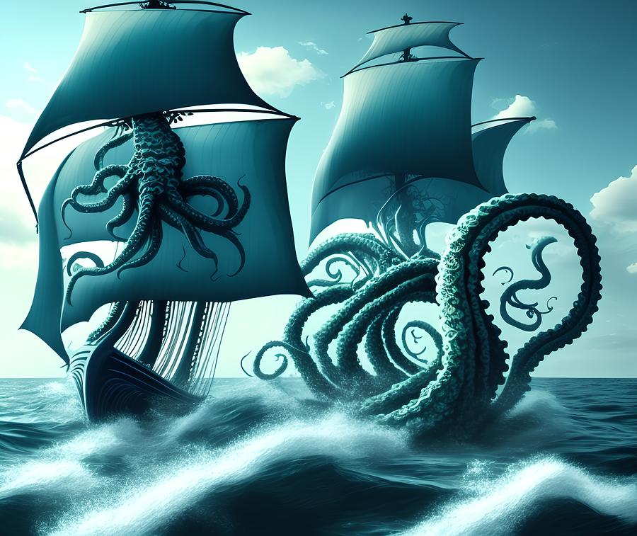 Kraken, Generative AI Illustration Digital Art by Miroslav Nemecek ...