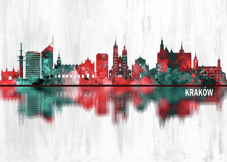 Krakow Poland Skyline #2 Mixed Media by NextWay Art
