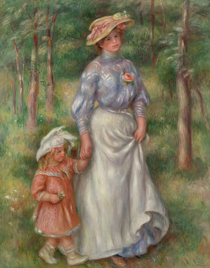 La Promenade, from 1906 Painting by Auguste Renoir