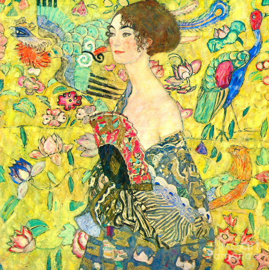 Lady with fan #2 Painting by Gustav Klimt