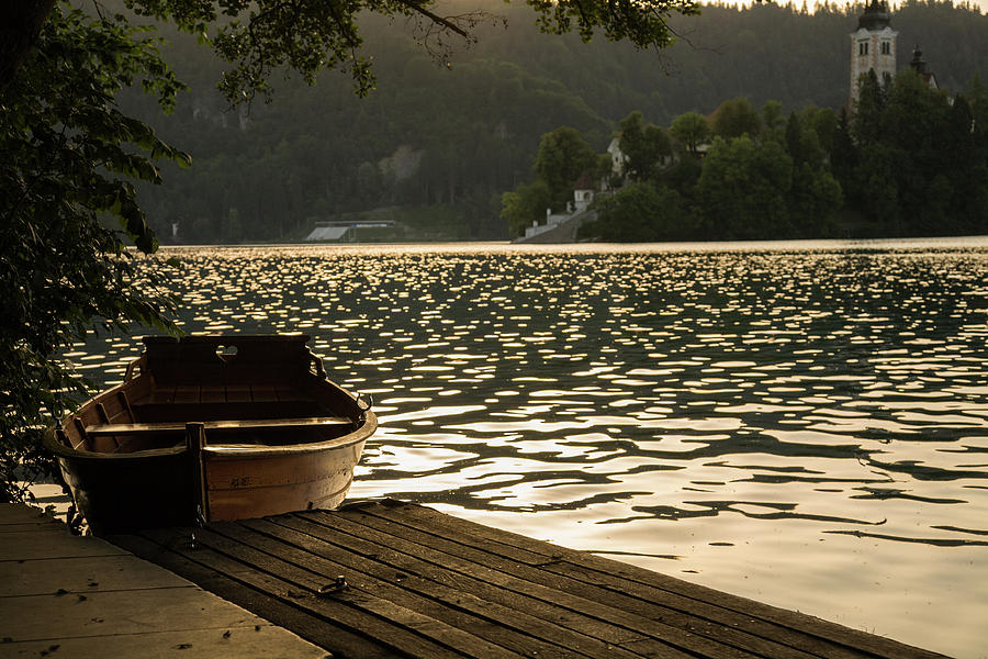 Lake Bled at sunset #2 Photograph by Ian Middleton