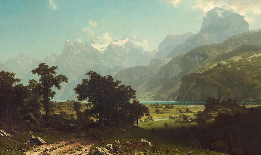 Lake Lucerne, from 1858 Painting by Albert Bierstadt