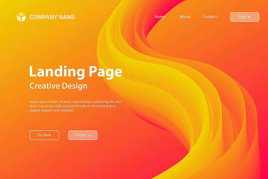Landing page Template - Fluid Abstract Design on Orange gradient background #2 Drawing by Bgblue