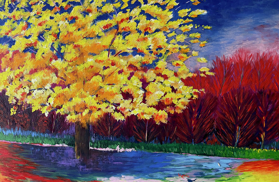 Landscape in Fall #2 Painting by Karin Eisermann