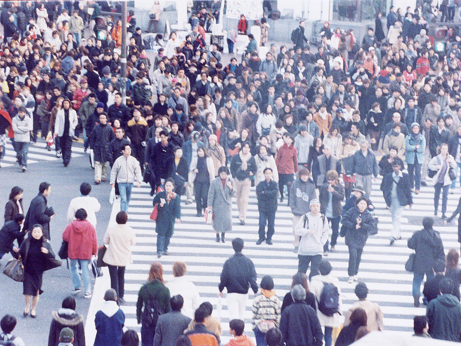 Large crowd of people crossing city street, Shibuya, Tokyo, Japan #2 Photograph by Dex Image