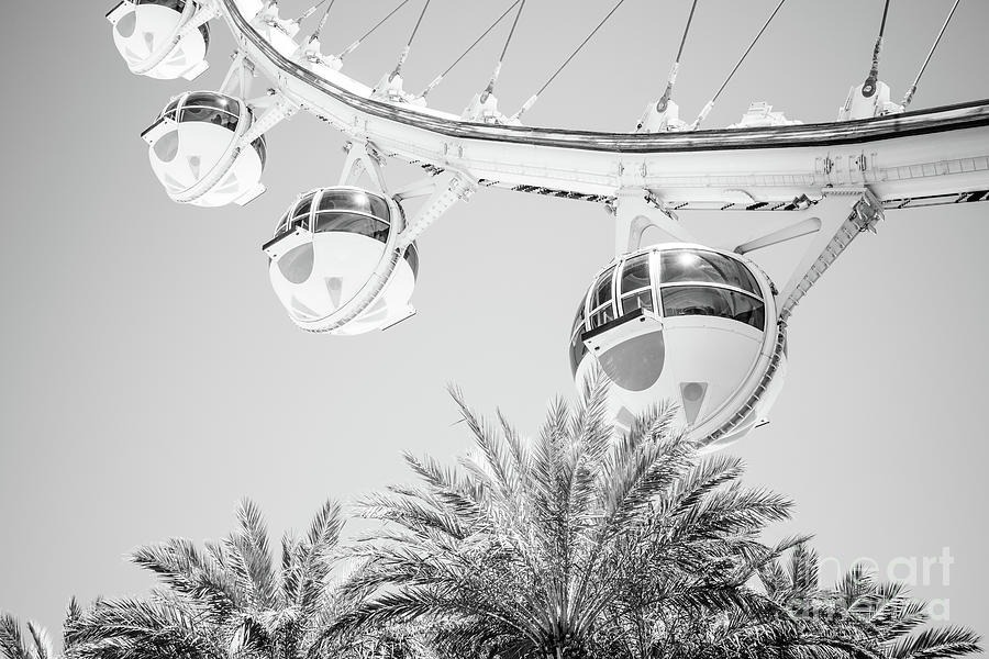 Las Vegas Photograph - Las Vegas High Roller Ferris Wheel Black and White Photo #2 by Paul Velgos
