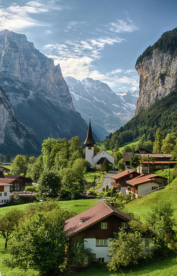 Lauterbrunnen church in Switzerland Photograph by Chris Mangum - Pixels