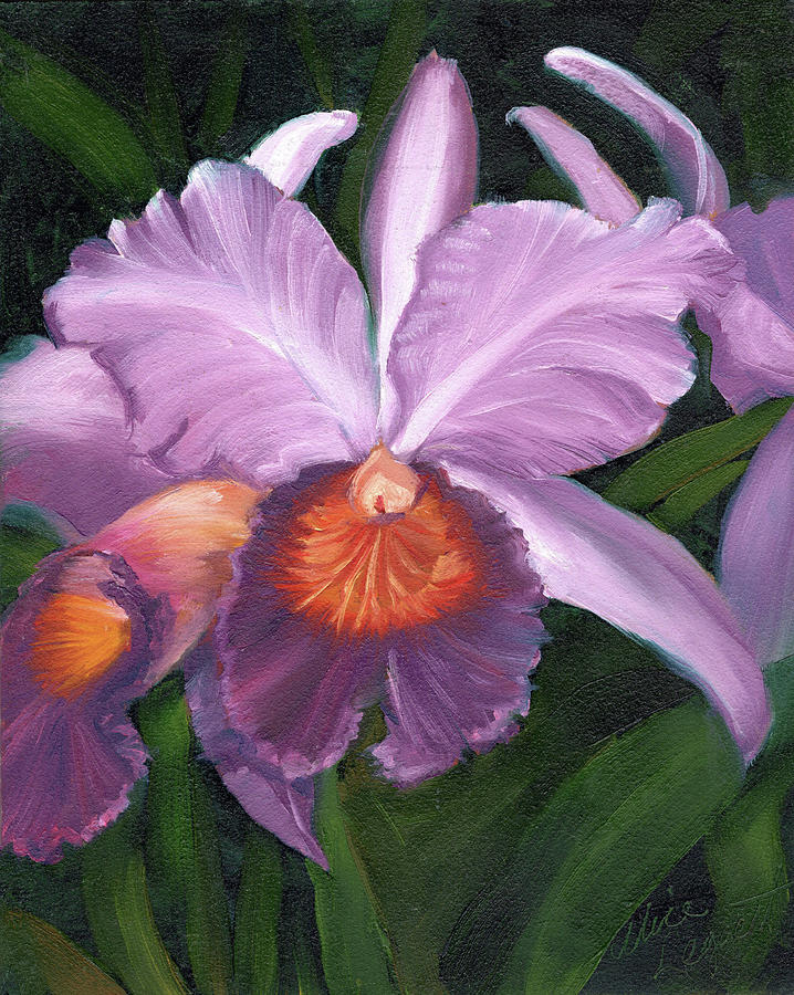 Lavender Orchid Painting by Alice Leggett