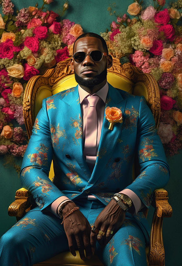 Lebron  James  The  Man  Is  Dressed  In  A  Short  Blue  By Asar Studios Painting
